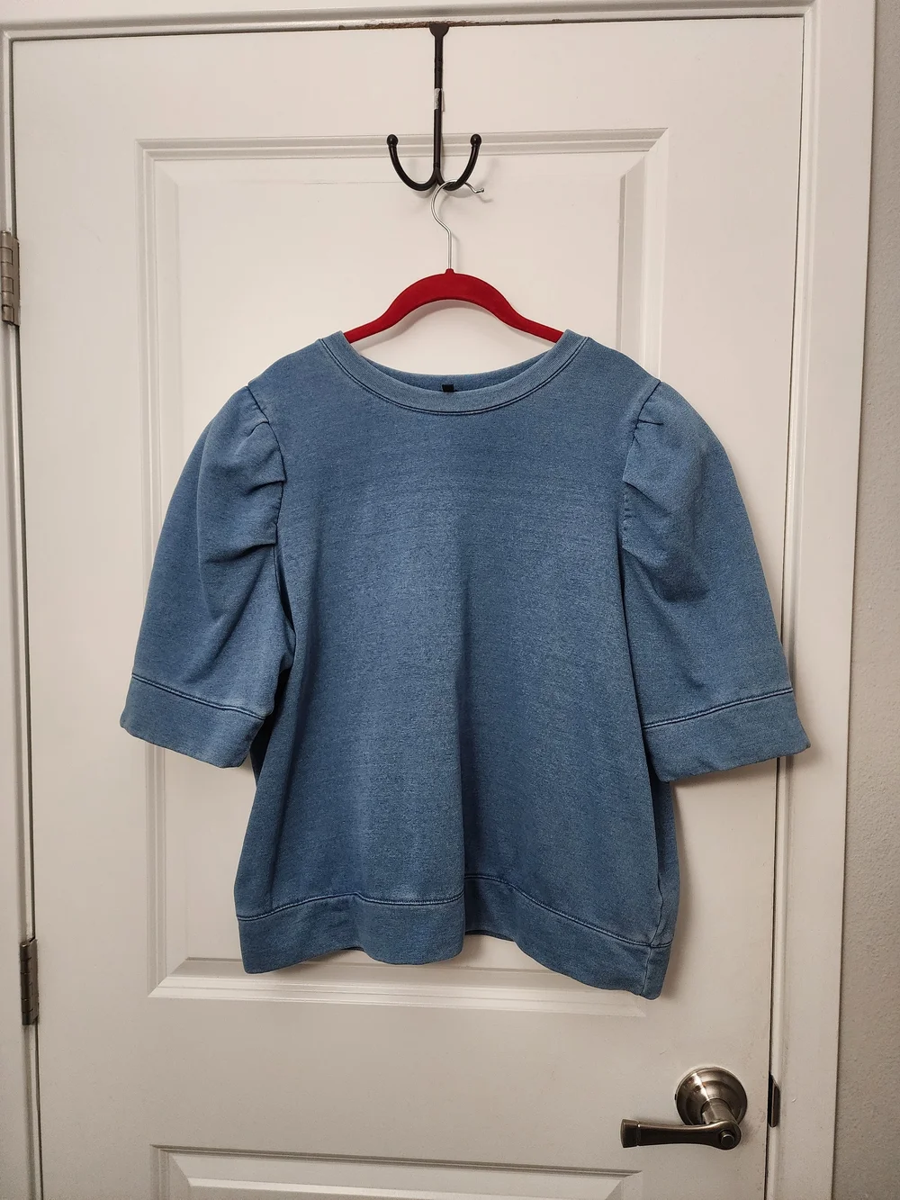 Express Blue Puff Sleeve Sweatshirt
